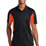 Sport-Tek Mens Sport-Wick Moisture Wicking Short Sleeve Polo Shirt - Black/Deep Orange