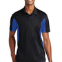 Sport-Tek Mens Sport-Wick Moisture Wicking Short Sleeve Polo Shirt - Black/True Royal Blue