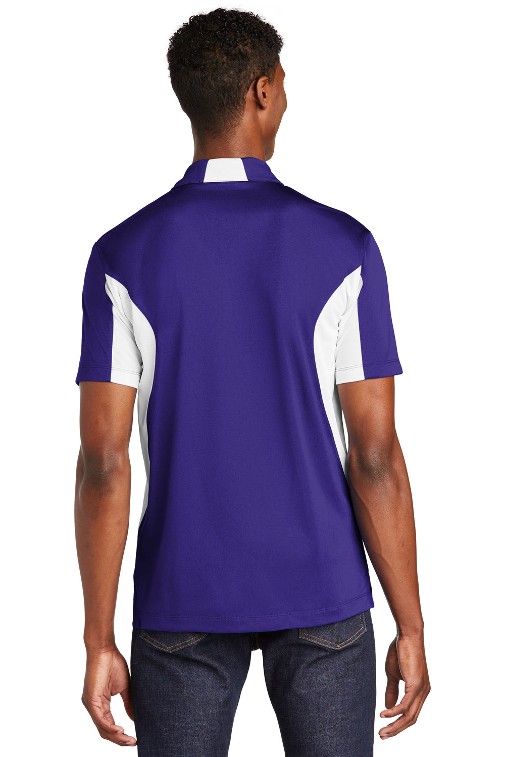 Sport-Tek ST655 Mens Sport-Wick Moisture Wicking Short Sleeve Polo Shirt Purple Back