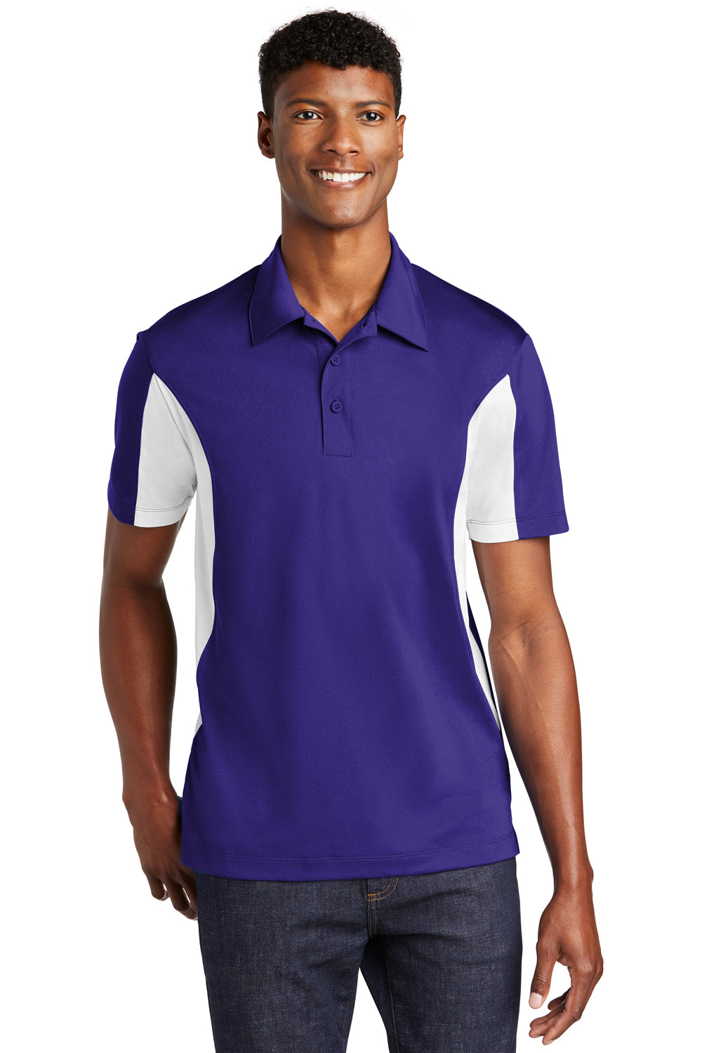 Sport-Tek ST655 Mens Sport-Wick Moisture Wicking Short Sleeve Polo Shirt Purple Front