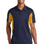 Sport-Tek Mens Sport-Wick Moisture Wicking Short Sleeve Polo Shirt - True Navy Blue/Gold