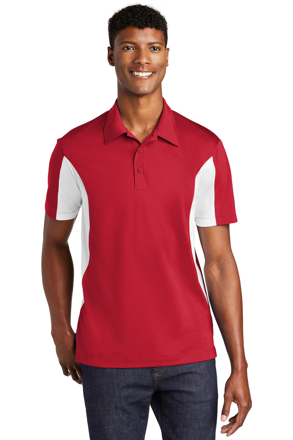 Sport-Tek ST655 Mens Sport-Wick Moisture Wicking Short Sleeve Polo Shirt Red Front