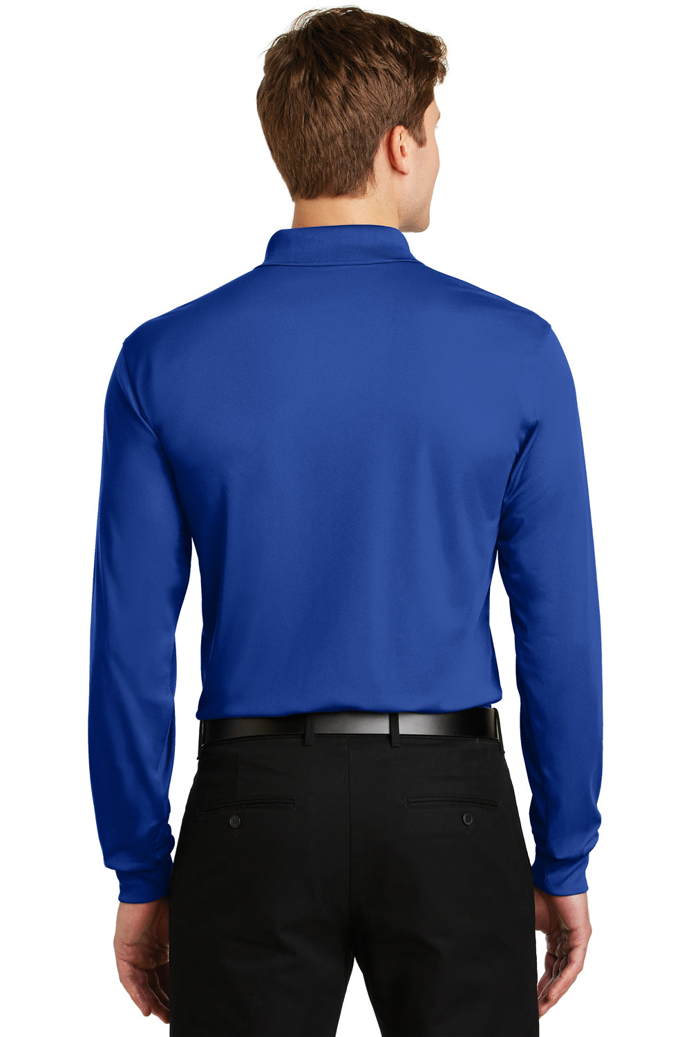 Sport-Tek ST657 Mens Sport-Wick Moisture Wicking Long Sleeve Polo Shirt Royal Blue Back