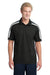 Sport-Tek ST658 Mens Sport-Wick Moisture Wicking Short Sleeve Polo Shirt Black/White/Grey Front