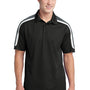 Sport-Tek Mens Sport-Wick Moisture Wicking Short Sleeve Polo Shirt - Black/Iron Grey/White