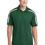 Sport-Tek Mens Sport-Wick Moisture Wicking Short Sleeve Polo Shirt - Forest Green/Black/White