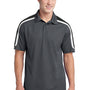 Sport-Tek Mens Sport-Wick Moisture Wicking Short Sleeve Polo Shirt - Iron Grey/Black/White