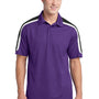 Sport-Tek Mens Sport-Wick Moisture Wicking Short Sleeve Polo Shirt - Purple/Black/White - Closeout