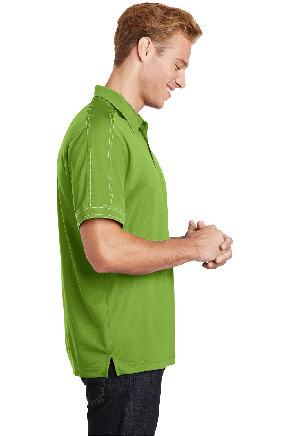 Sport-Tek ST659 Mens Sport-Wick Moisture Wicking Short Sleeve Polo Shirt Green Oasis Side