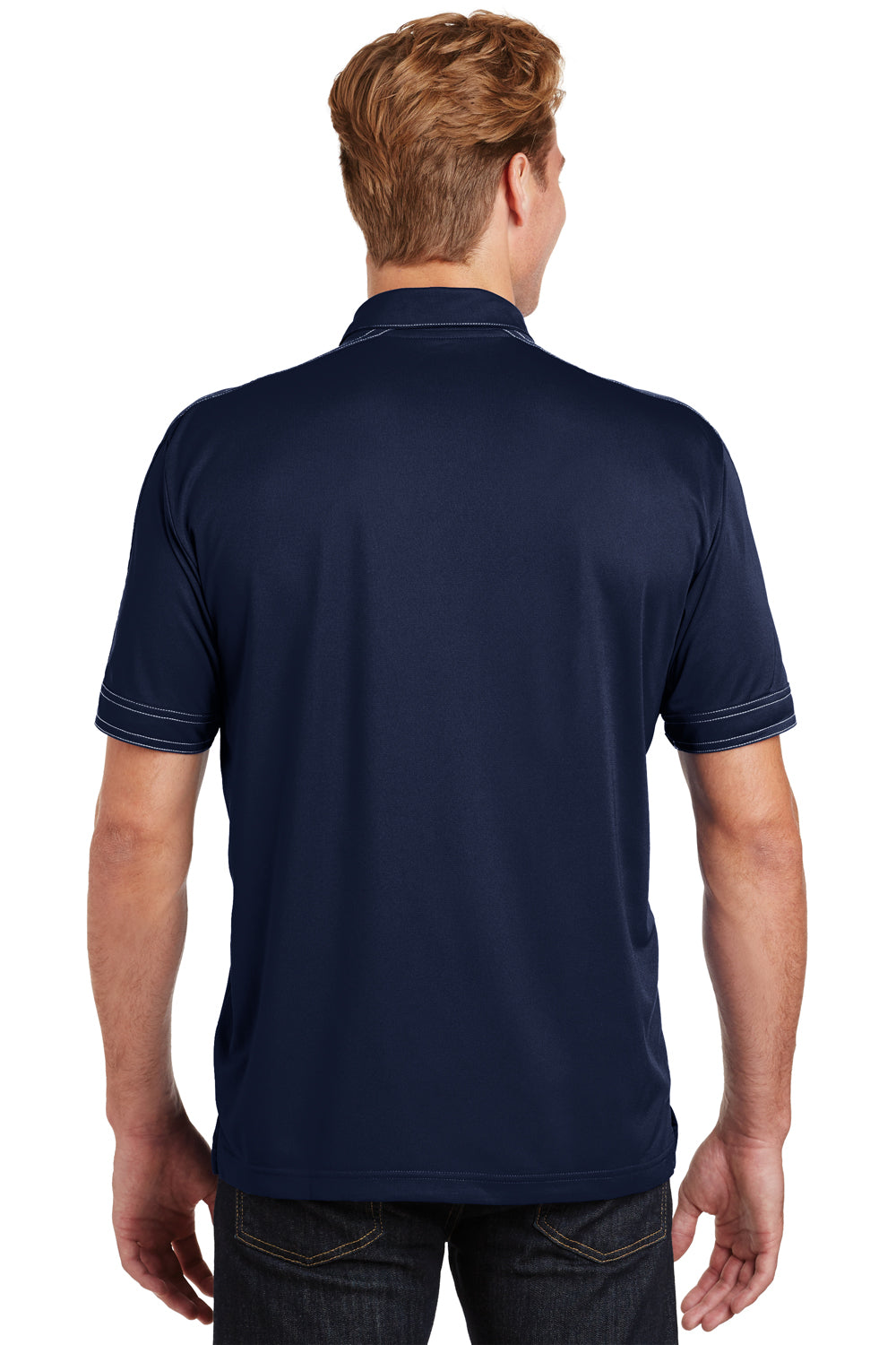 Sport-Tek ST659 Mens Sport-Wick Moisture Wicking Short Sleeve Polo Shirt Navy Blue Back