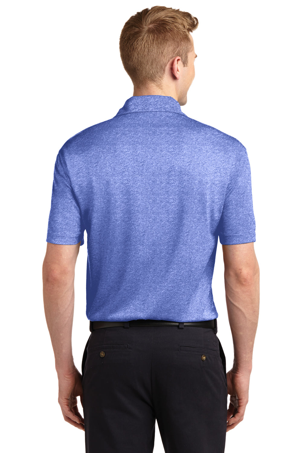 Sport-Tek ST660 Mens Heather Contender Moisture Wicking Short Sleeve Polo Shirt Royal Blue Back