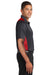 Sport-Tek ST665 Mens Heather Contender Moisture Wicking Short Sleeve Polo Shirt Graphite Grey/Red Side