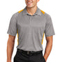 Sport-Tek Mens Heather Contender Moisture Wicking Short Sleeve Polo Shirt - Heather Vintage Grey/Gold