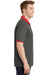 Sport-Tek ST667 Mens Heather Contender Moisture Wicking Short Sleeve Polo Shirt Graphite Grey/Red Side