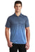 Sport-Tek ST671 Mens Ombre Heather Moisture Wicking Short Sleeve Polo Shirt Carolina Blue/Navy Blue Front