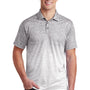 Sport-Tek Mens Ombre Heather Moisture Wicking Short Sleeve Polo Shirt - White/Graphite Grey