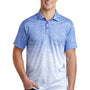 Sport-Tek Mens Ombre Heather Moisture Wicking Short Sleeve Polo Shirt - White/True Royal Blue