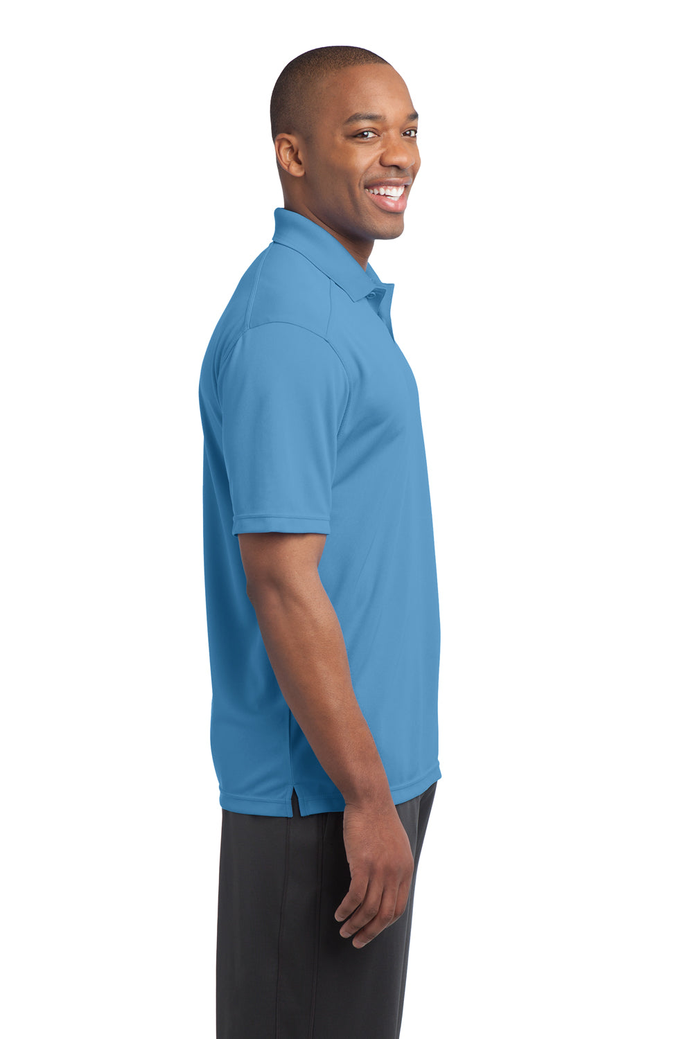 Sport-Tek ST680 Mens Micro-Mesh Moisture Wicking Short Sleeve Polo Shirt Carolina Blue Side