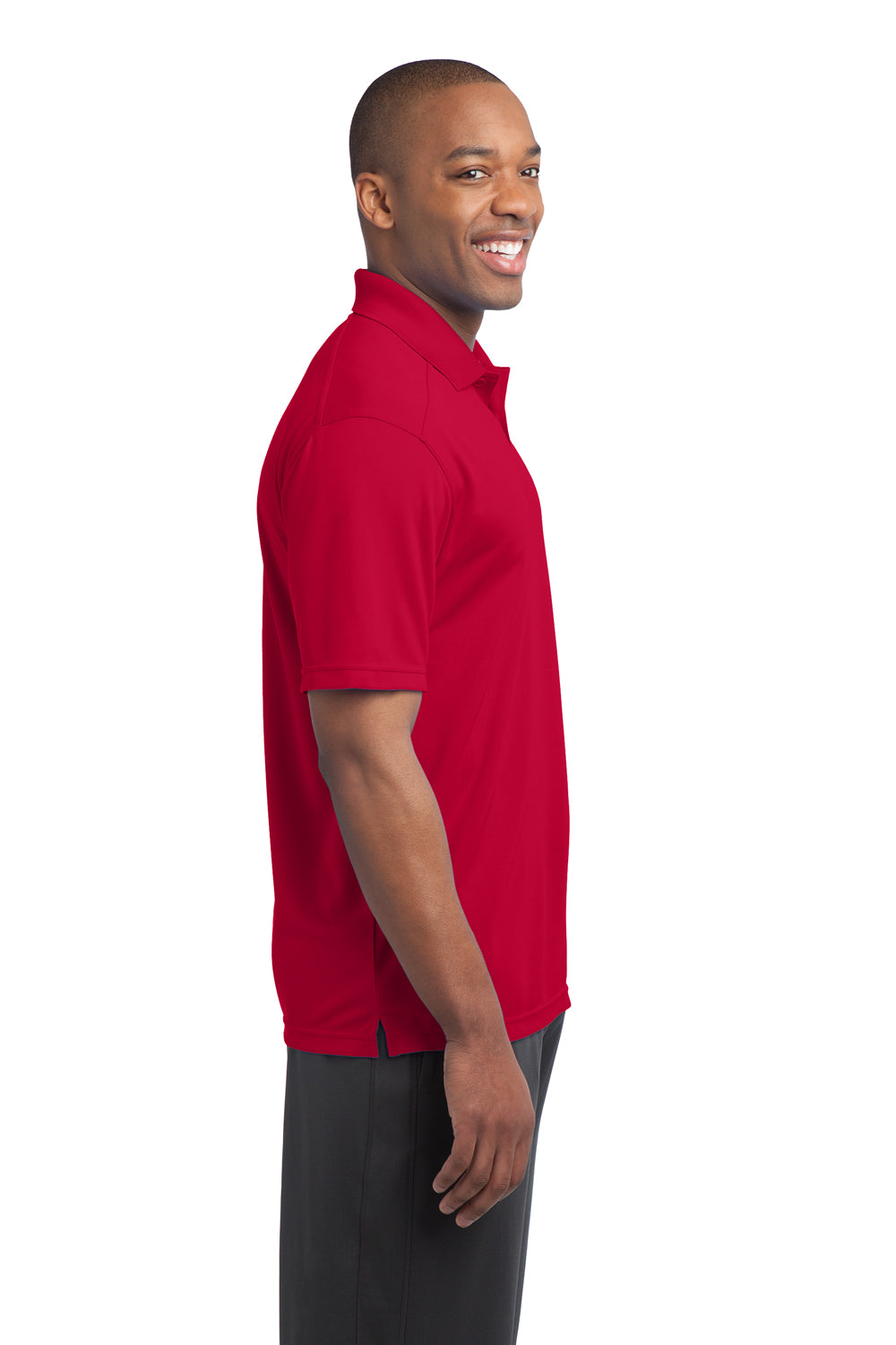 Sport-Tek ST680 Mens Micro-Mesh Moisture Wicking Short Sleeve Polo Shirt Red Side