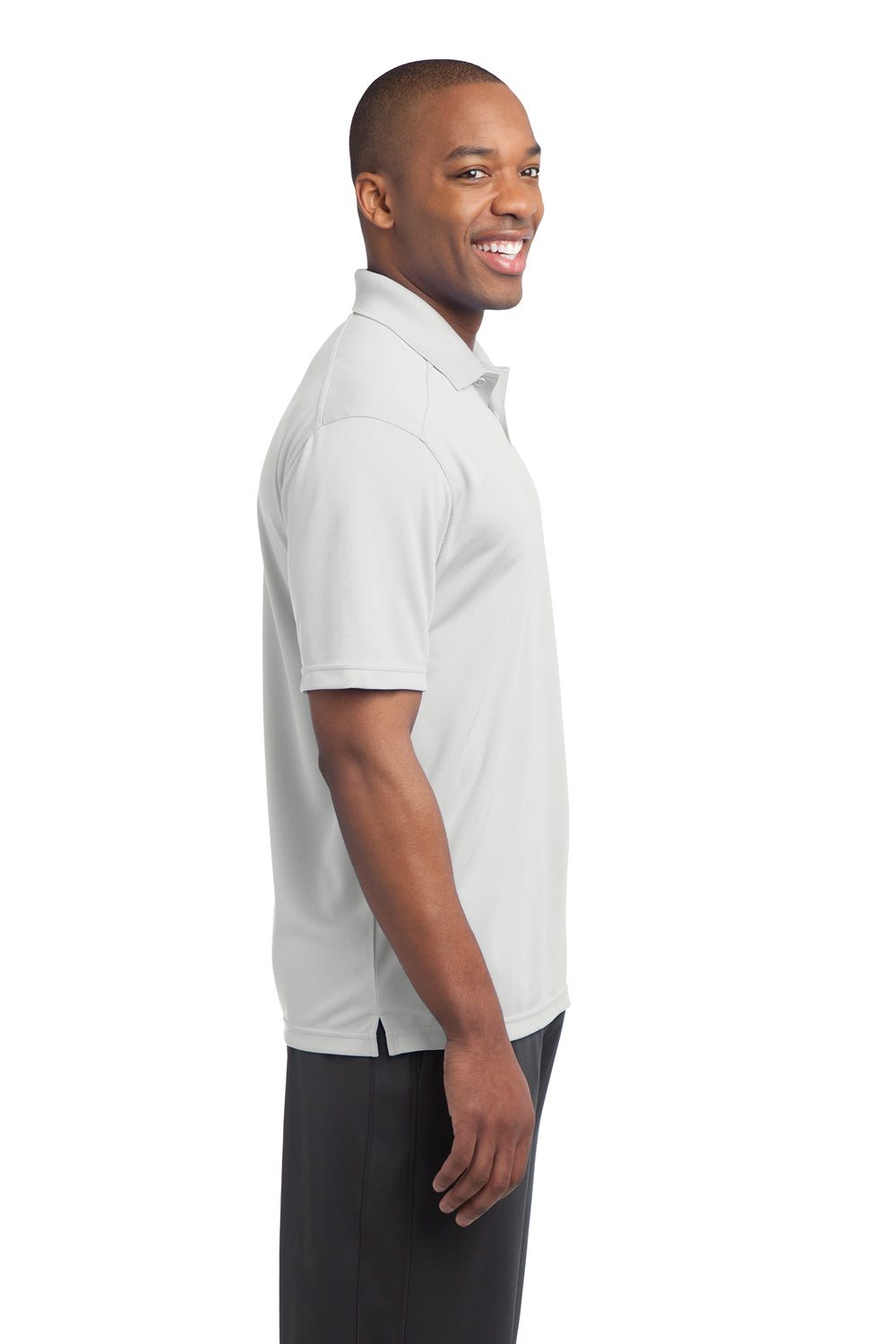 Sport-Tek ST680 Mens Micro-Mesh Moisture Wicking Short Sleeve Polo Shirt White Side