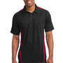 Sport-Tek Mens Micro-Mesh Moisture Wicking Short Sleeve Polo Shirt - Black/Red