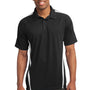 Sport-Tek Mens Micro-Mesh Moisture Wicking Short Sleeve Polo Shirt - Black/White