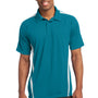 Sport-Tek Mens Micro-Mesh Moisture Wicking Short Sleeve Polo Shirt - Blue Wake/White