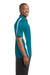 Sport-Tek ST685 Mens Micro-Mesh Moisture Wicking Short Sleeve Polo Shirt Blue Wake/White Side
