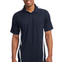 Sport-Tek Mens Micro-Mesh Moisture Wicking Short Sleeve Polo Shirt - True Navy Blue/White