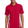 Sport-Tek Mens Micro-Mesh Moisture Wicking Short Sleeve Polo Shirt - True Red/White