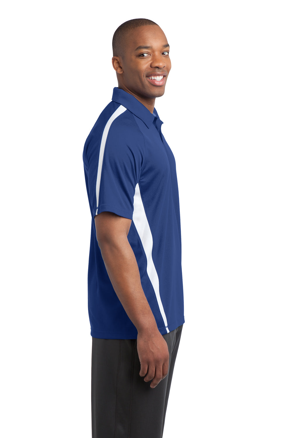 Sport-Tek ST685 Mens Micro-Mesh Moisture Wicking Short Sleeve Polo Shirt Royal Blue Side