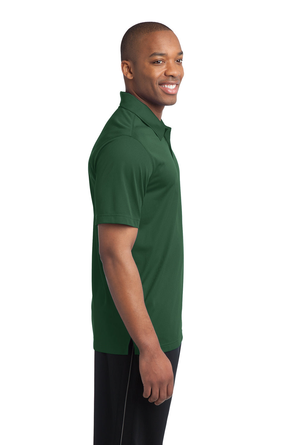 Sport-Tek ST690 Mens Active Mesh Moisture Wicking Short Sleeve Polo Shirt Forest Green Side