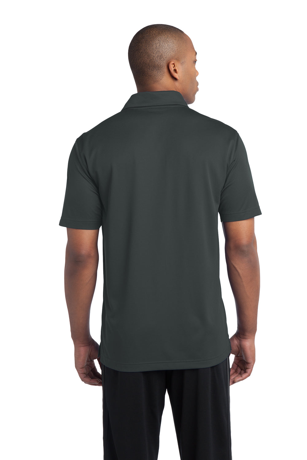 Sport-Tek ST690 Mens Active Mesh Moisture Wicking Short Sleeve Polo Shirt Iron Grey Back