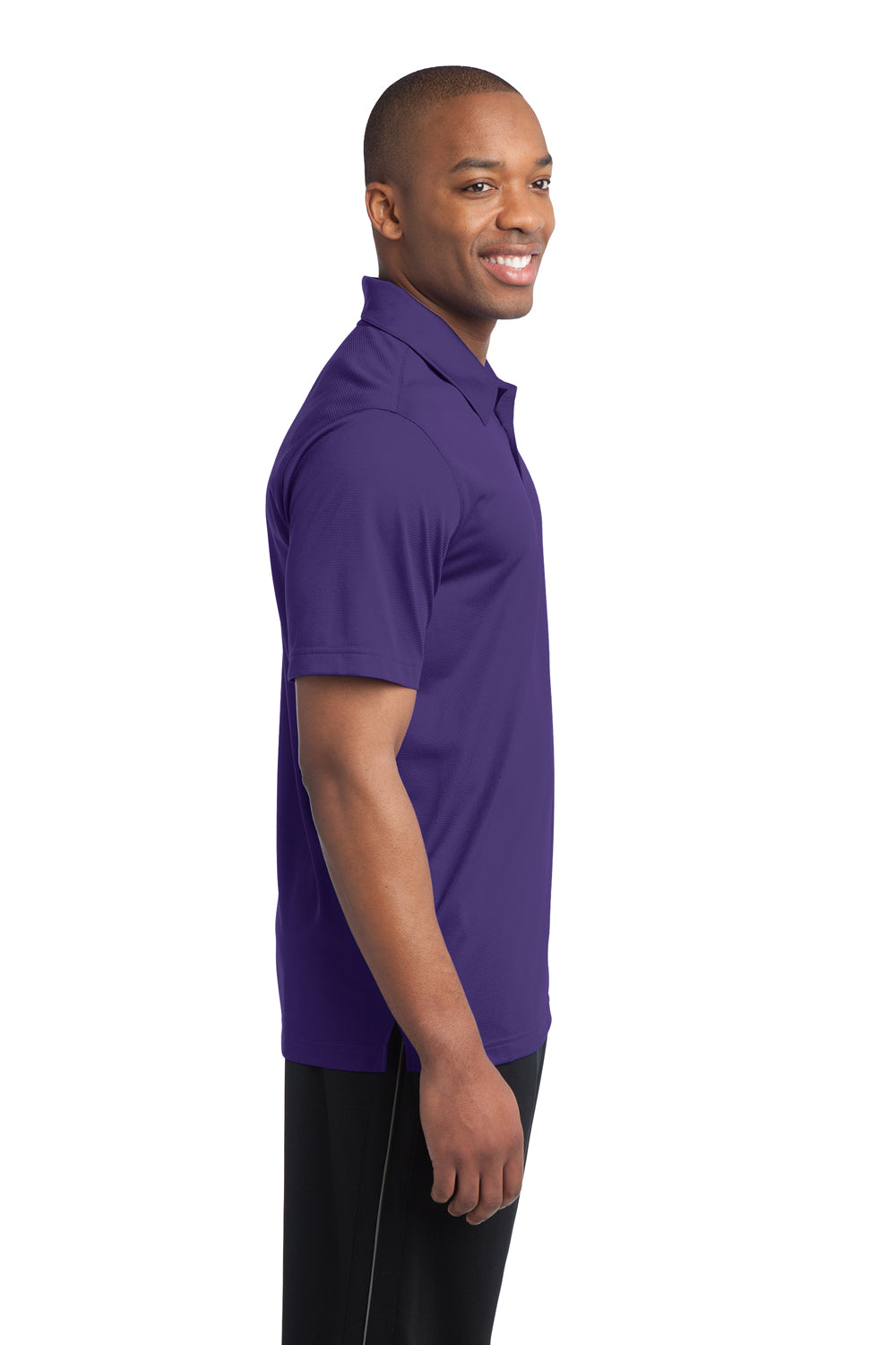 Sport-Tek ST690 Mens Active Mesh Moisture Wicking Short Sleeve Polo Shirt Purple Side