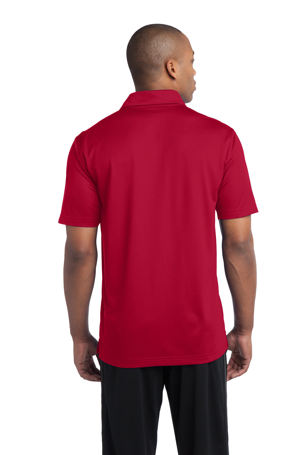 Sport-Tek ST690 Mens Active Mesh Moisture Wicking Short Sleeve Polo Shirt Red Back