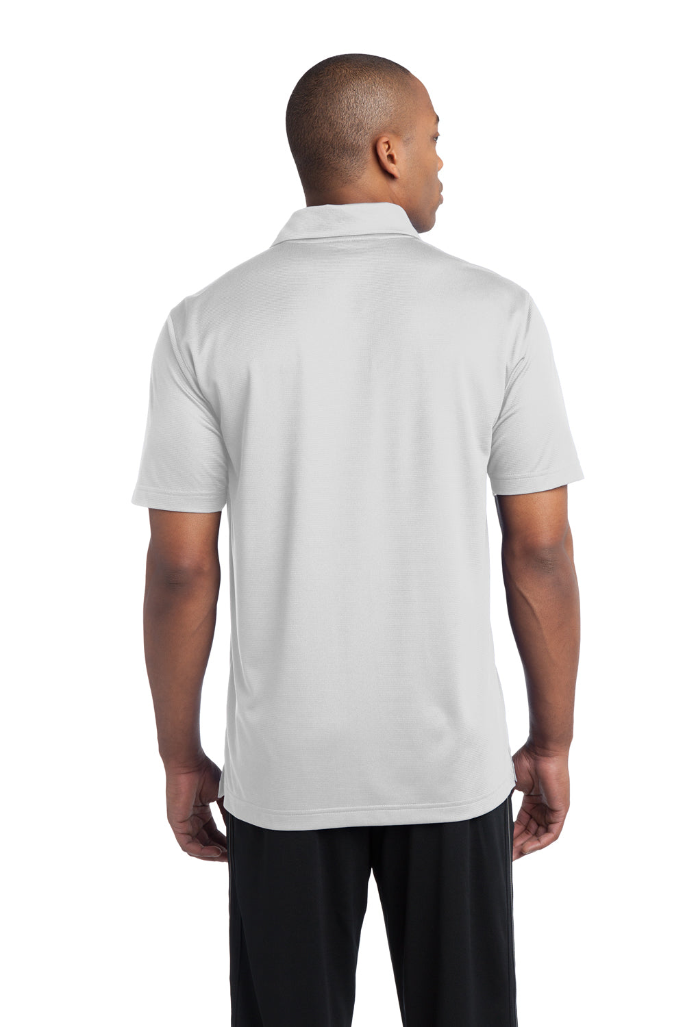 Sport-Tek ST690 Mens Active Mesh Moisture Wicking Short Sleeve Polo Shirt White Back