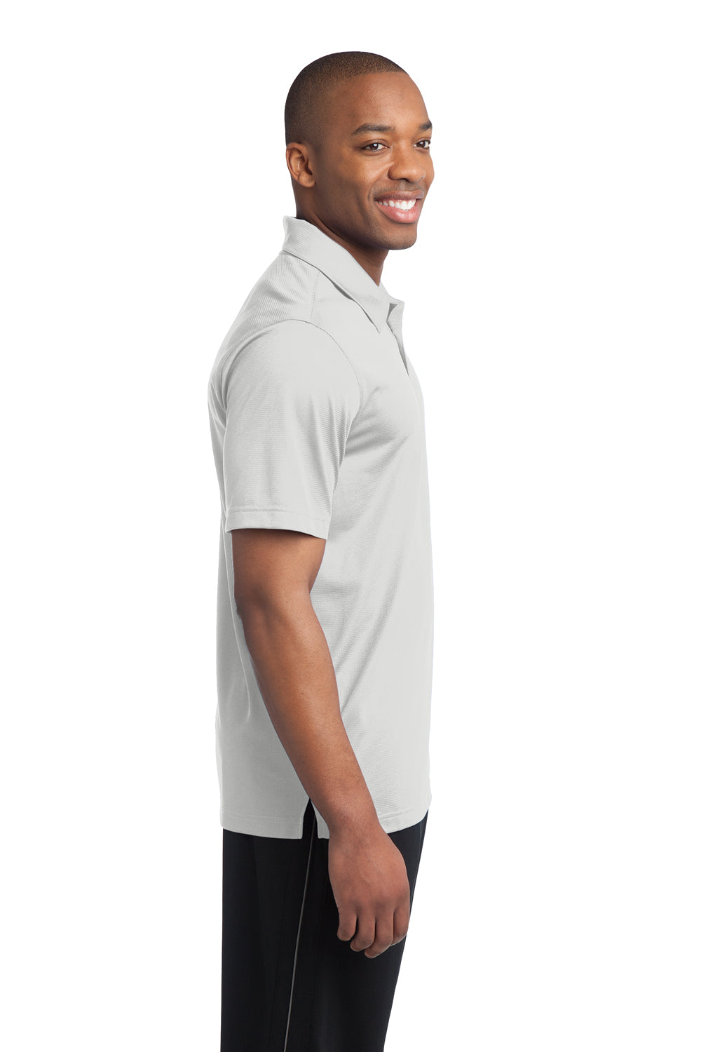 Sport-Tek ST690 Mens Active Mesh Moisture Wicking Short Sleeve Polo Shirt White Side