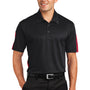 Sport-Tek Mens Active Mesh Moisture Wicking Short Sleeve Polo Shirt - Black/True Red