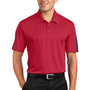 Sport-Tek Mens Active Mesh Moisture Wicking Short Sleeve Polo Shirt - True Red/Grey