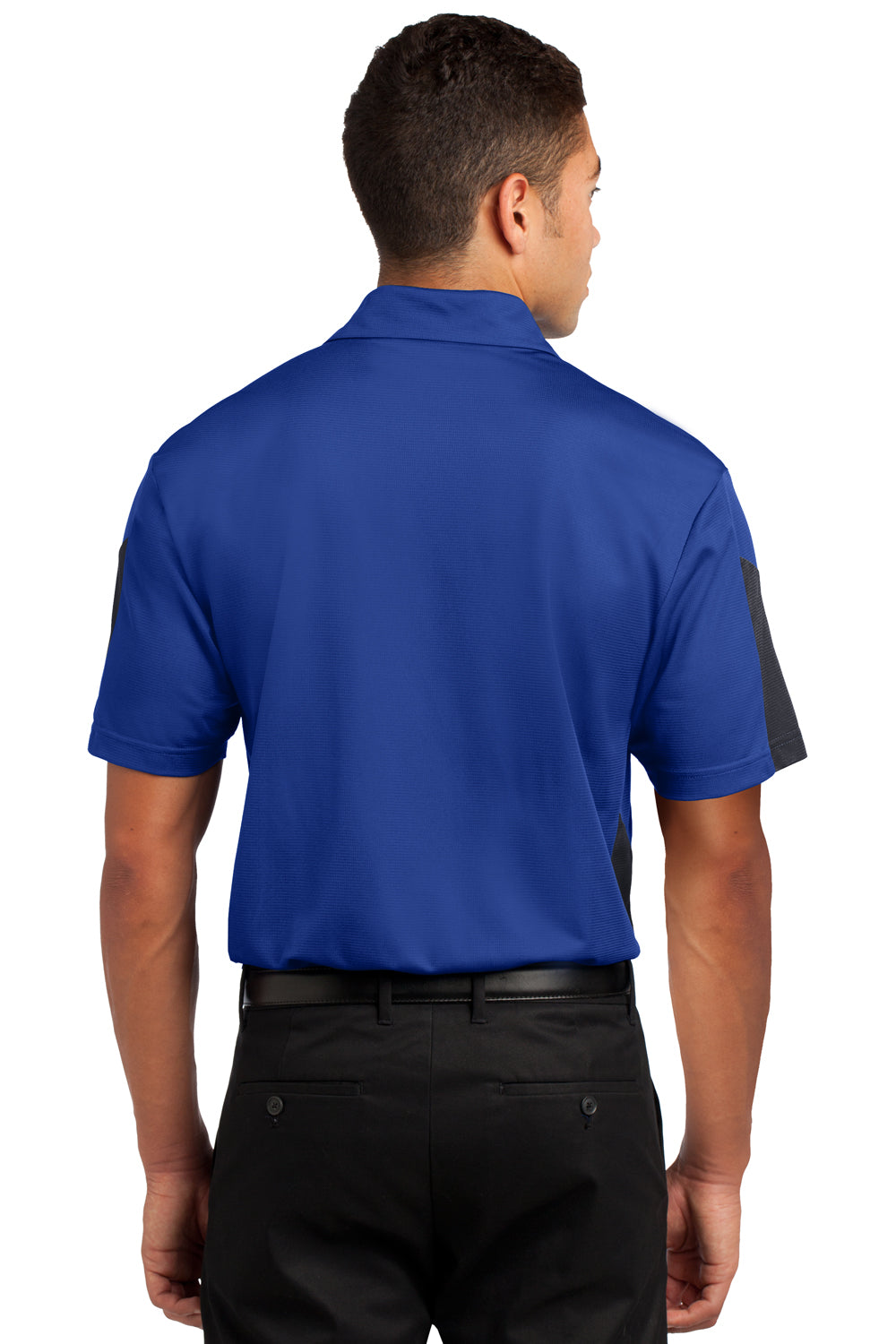 Sport-Tek ST695 Mens Active Mesh Moisture Wicking Short Sleeve Polo Shirt Royal Blue/Grey Back