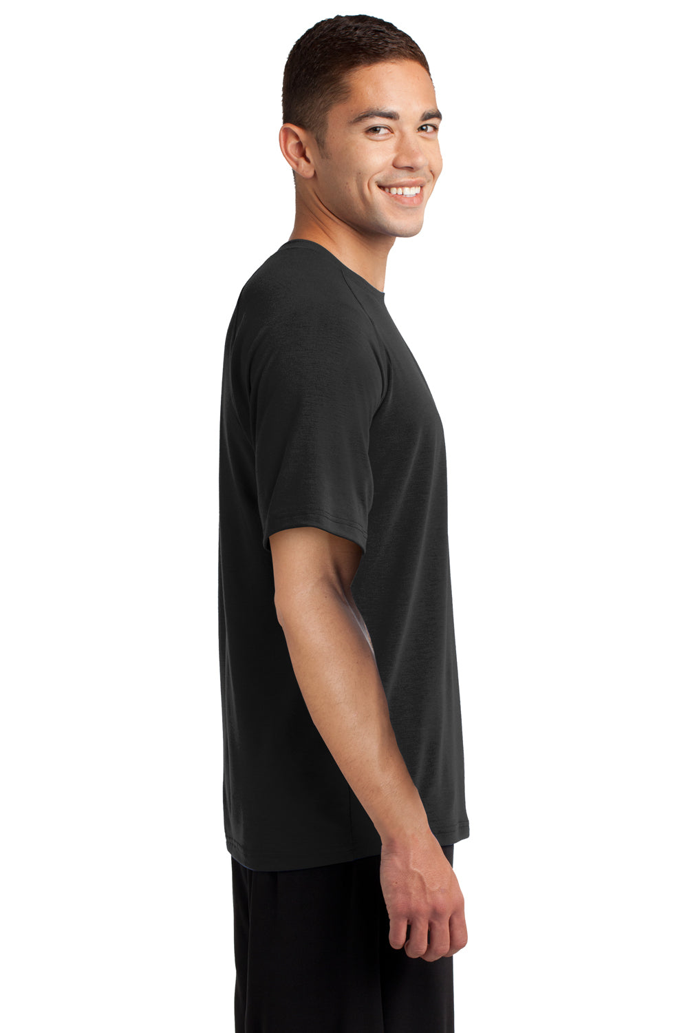 Sport-Tek ST700 Mens Ultimate Performance Moisture Wicking Short Sleeve Crewneck T-Shirt Black Side
