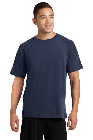 Sport-Tek ST700 Mens Ultimate Performance Moisture Wicking Short Sleeve Crewneck T-Shirt Navy Blue Front