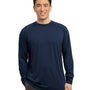 Sport-Tek Mens Ultimate Performance Moisture Wicking Long Sleeve Crewneck T-Shirt - True Navy Blue