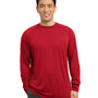 Sport-Tek Mens Ultimate Performance Moisture Wicking Long Sleeve Crewneck T-Shirt - True Red