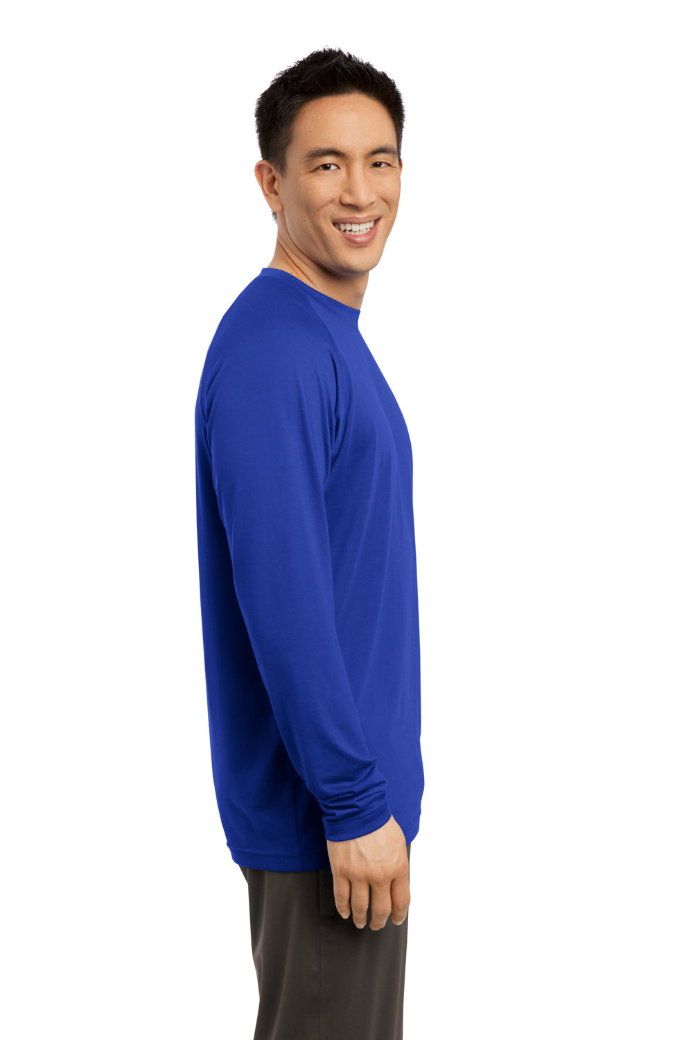 Sport-Tek ST700LS Mens Ultimate Performance Moisture Wicking Long Sleeve Crewneck T-Shirt Royal Blue Side