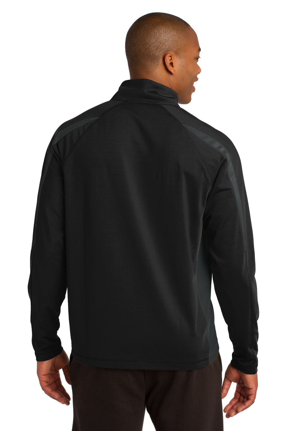 Sport-Tek ST851 Mens Sport-Wick Moisture Wicking 1/4 Zip Sweatshirt Black/Grey Back