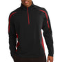 Sport-Tek Mens Sport-Wick Moisture Wicking 1/4 Zip Sweatshirt - Black/True Red