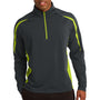 Sport-Tek Mens Sport-Wick Moisture Wicking 1/4 Zip Sweatshirt - Charcoal Grey/Charge Green - Closeout