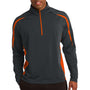 Sport-Tek Mens Sport-Wick Moisture Wicking 1/4 Zip Sweatshirt - Charcoal Grey/Deep Orange