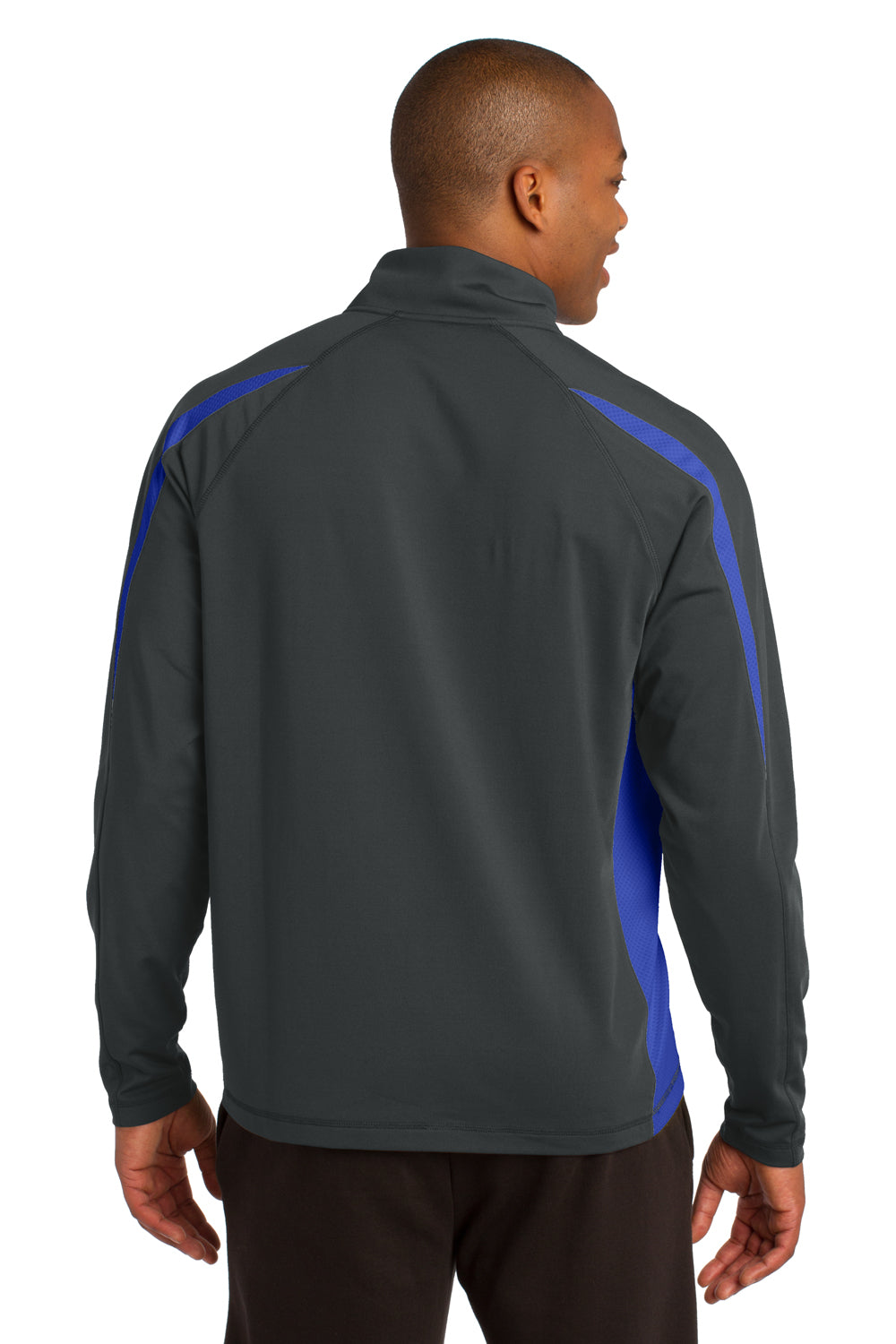 Sport-Tek ST851 Mens Sport-Wick Moisture Wicking 1/4 Zip Sweatshirt Charcoal Grey/Royal Blue Back